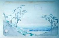 f24120133〇手摺彩色木版画 東海道五十三次 白須賀宿 保永堂版 悠々洞版 広重 複刻昭和年代 状態摺共特上〇和本古書古文書