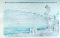 f24120134〇手摺彩色木版画 東海道五十三次 二川宿 保永堂版 悠々洞版 広重 複刻昭和年代 状態摺共特上〇和本古書古文書