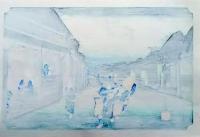 f24120136〇手摺彩色木版画 東海道五十三次 御油宿 保永堂版 悠々洞版 広重 複刻昭和年代 状態摺共特上〇和本古書古文書