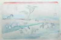f24120140〇手摺彩色木版画 東海道五十三次 池鯉鮒宿 保永堂版 悠々洞版 広重 複刻昭和年代 状態摺共特上〇和本古書古文書