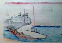 f24120143〇手摺彩色木版画 東海道五十三次 桑名宿 保永堂版 悠々洞版 広重 複刻昭和年代 状態摺共特上〇和本古書古文書