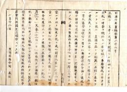 N24120149○明治布告布達 明治７年　太陽暦採用に伴い五節を廃し新しく設けられた 紀元節(2月11日)天長節(11月3日、本件文中2日)を賀祝せしむ 置賜県権令関義臣 ○置賜県布達 ○和本古書古文書