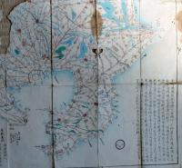 f25011006〇古地図 彩色木版  江戸古地図 関東十九州路程便覧 下半分のみ 嘉永元年〇和本古書古文書