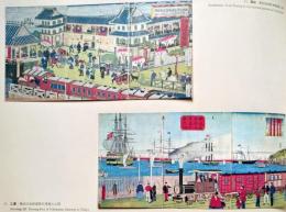 J25021425〇明治鉄道錦絵抜粋  印刷   横浜高島町 鉄道蒸気車  明治初年〇和本古書古文書