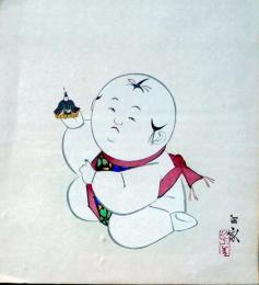 D25100511〇彩色木版画画 色紙  人形  昭和年代〇和本古書古文書〇和本古書古文書