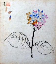 D25100516〇彩色木版画画 色紙  静物   昭和年代〇和本古書古文書〇和本古書古文書