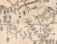 ※甲斐信濃上野城地方位図　銅版画　