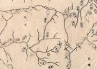 ※甲斐信濃上野城地方位図　銅版画　