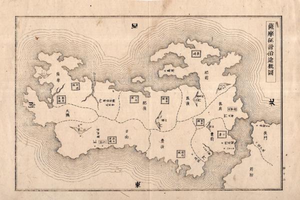 薩摩征討沿途概図 銅版画 天正14年 九州平定軍豊臣秀吉×島津義久・義弘