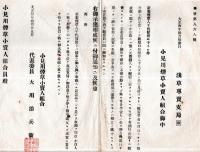 ※大正四年浅草専売支局より小見川煙草小売人組合宛新製煙草八千代発売ニ干スル件・小見川煙草小売人組合歳入出決算書の2枚