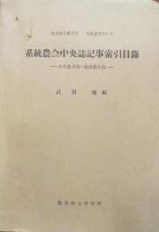 系統農会中央誌記事索引目録 ＜中央農事報・帝国農会報＞　文献叢書第5号　昭和33年

