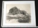 牧野四子吉・肉筆/直筆 「1977年イタリア・サッソルゴ ドロミンティ山」 鉛筆デッサン画