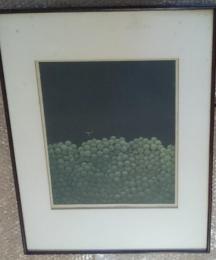 浜口陽三銅板画 黒い背景のぶどう２０／５０カラーメゾチント