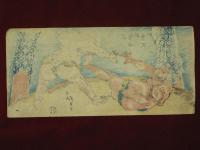 相撲絵 / sumo　俣野景久×河津祐泰　相撲で対戦、初めて「河津掛け」　英泉画
