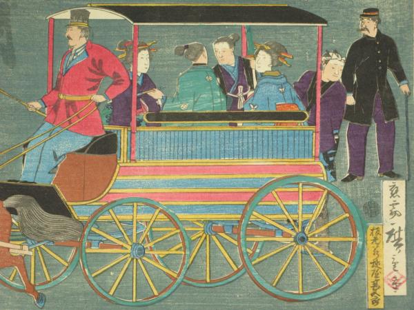 東京繁昌馬車往返 三代広重画 三枚続き(三代広重) / 古本、中古