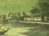 品川海岸夜ノ景　明治色刷石版
