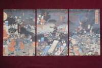 川中島両将直戦圖　三枚続き　國芳画