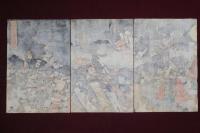川中島両将直戦圖　三枚続き　國芳画