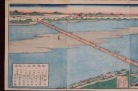 信濃國水内郡犀川舟橋之圖　三枚続き