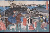 神奈川権現山　外國人遊覧　3枚続き　芳員画　kanagawa gongen'yama gaikokujin yūran