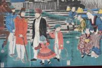 神奈川権現山　外國人遊覧　3枚続き　芳員画　kanagawa gongen'yama gaikokujin yūran