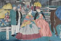 神奈川権現山　外國人遊覧　3枚続き　芳員画　kanagawa gongen'yama gaikokujin yūran