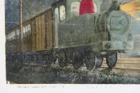 芝高輪汽車夜景　砂目石版ニス引き
