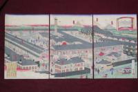 上州富岡製絲場之圖　長谷川竹葉画　明治９年