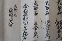 被下御増寺西藤左衛門同心之覚　石高入り　合五騎知行高千五拾石　古文書