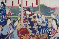 上州伊香保温泉賑之圖　3枚続き　伊香保説話