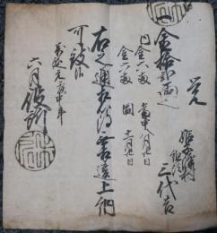 小縣郡祢津文書　覚　一金拾弐両　年貢覚