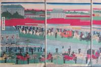 東京名所新橋之圖　虎重画　3枚続