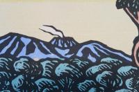 樽前山遠望　川上澄生　自選版画