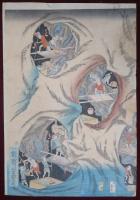 諸國金山ノ圖　佐渡の金山　3枚続