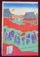 東京鐡道馬車圖　浅草寺景　３枚続