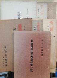 長野県諏訪郡湖南村勢一覧　昭和6年・昭和7年・昭和8年・昭和10年・昭和11年・昭和12年・昭和17年