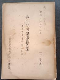 興亜関係講演者名簿　興亜関係権威者人名簿