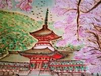 春乃雲上殿（焼絵）　横井弘三 画