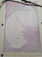 笠松紫浪「白い猫」木版画額