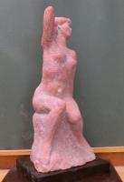  洞澤 今朝夫作　「題名不明(裸婦椅子坐像)」　1984年　テラコッタ作品　