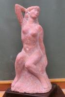  洞澤 今朝夫作　「題名不明(裸婦椅子坐像)」　1984年　テラコッタ作品　