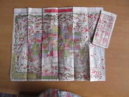明治十三年一月新刻　　銅板　都名所独案内　両面刷り　京都細見之図　　48×30㎝　　8×19㎝の袋入り