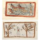 魏晉墓?　紙本着彩　２枚セット　本紙22×41cm