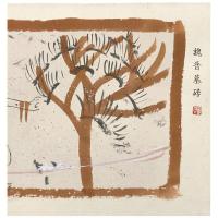 魏晉墓?　紙本着彩　２枚セット　本紙22×41cm