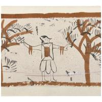 魏晉墓?　紙本着彩　２枚セット　本紙22×41cm