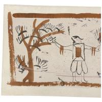 魏晉墓?　紙本着彩　２枚セット　本紙22×41cm