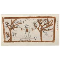 魏晉墓?　紙本着彩　２枚セット　本紙22×41cm