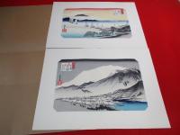 広重名所絵　近江八景/江戸近郊八景/金沢八景/東都名所/京都名所　全44枚揃い
