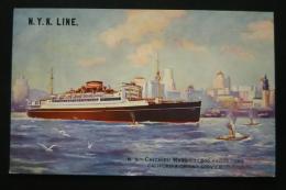 N.Y.K.Line.　"Chichibu Maru" 17,500gross tons California-Orient Service. 日本郵船　秩父丸　絵葉書