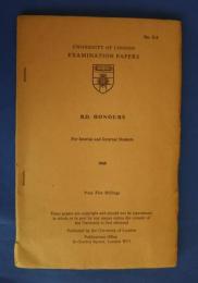 University of London　Examination Papers　B.D.Honours-for Internal and external students 1969